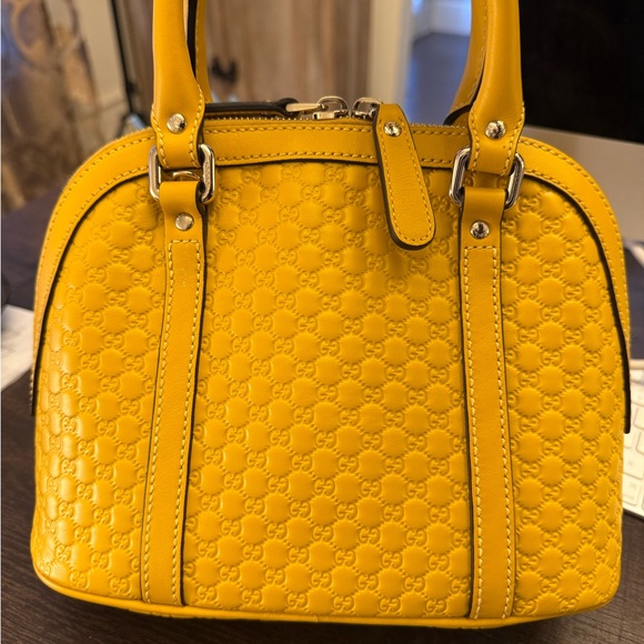 Gucci Mustard Yellow Embossed Satchel - Picture 4 of 11